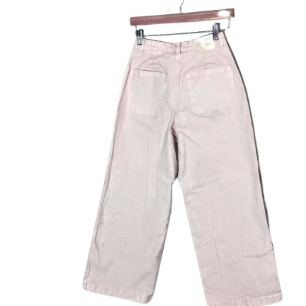 Women's High-Rise Wide Leg Cropped Jeans Pink - Picture 10 of 10